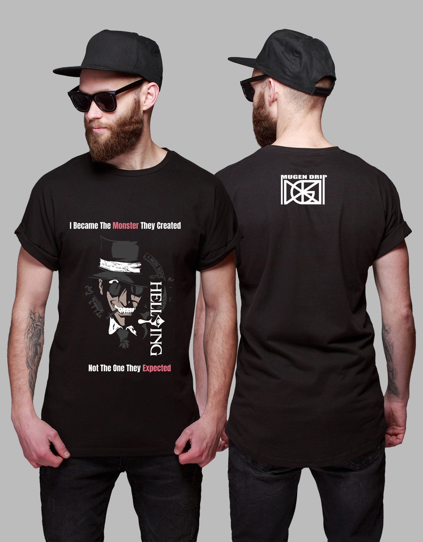 Black & Grey Oversized Fireforce Inspired Tshirt