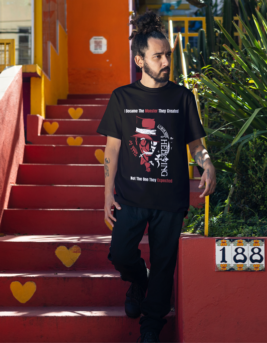 Black & Red Round Neck Fireforce Anime Tshirt