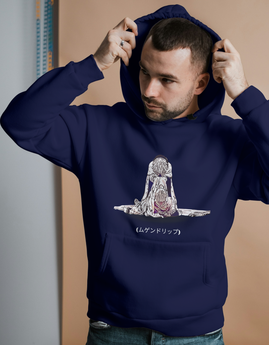 Men's Blue Front Anime printed Premium Hoodie