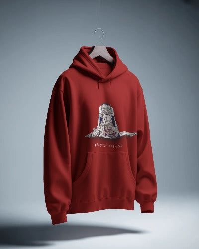 Men's Maroon Front Anime Premium Hoodie