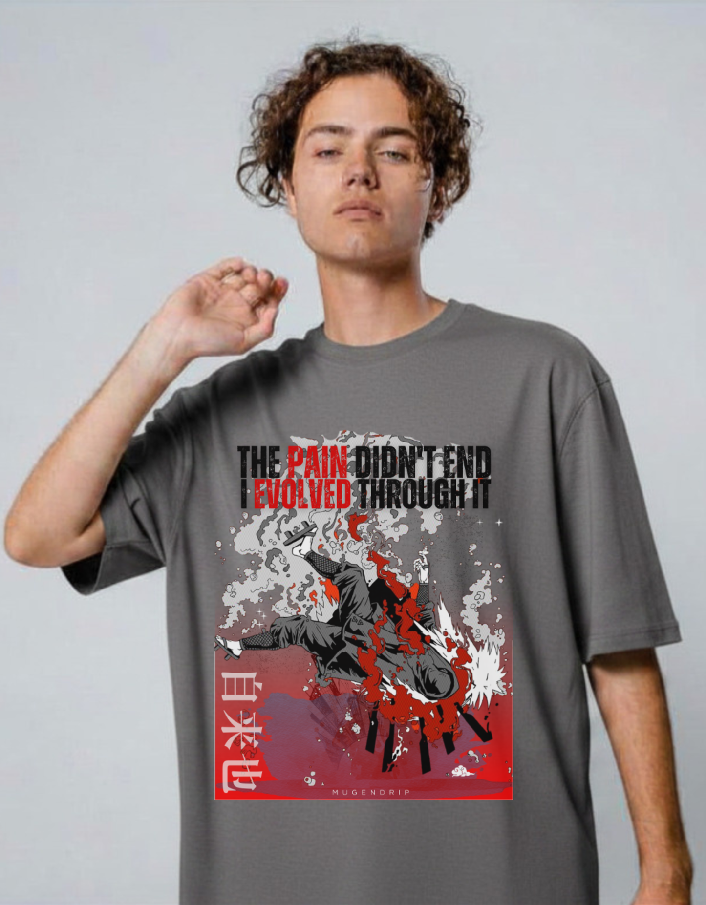 Grey Round Neck Jiraiya Inspired Tshirt