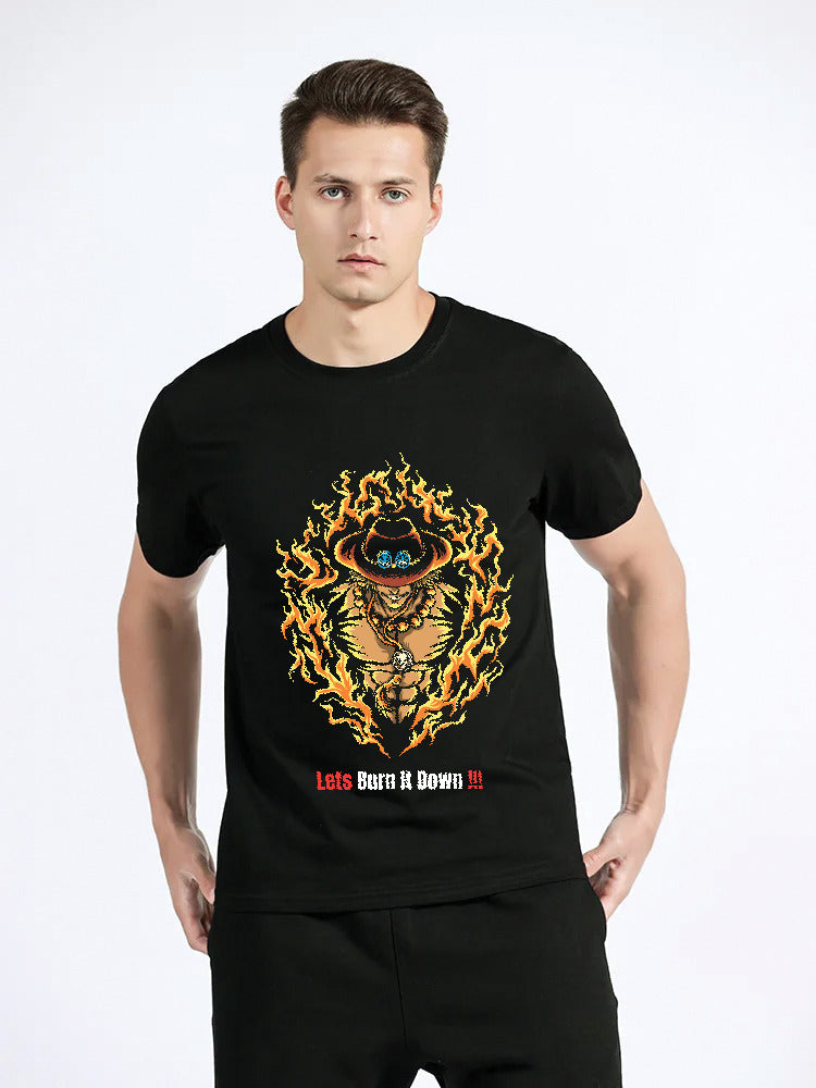 Black Round Neck Ace Inspired Tshirt