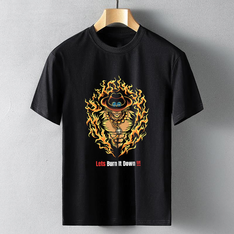 Black Round Neck Ace Inspired Tshirt