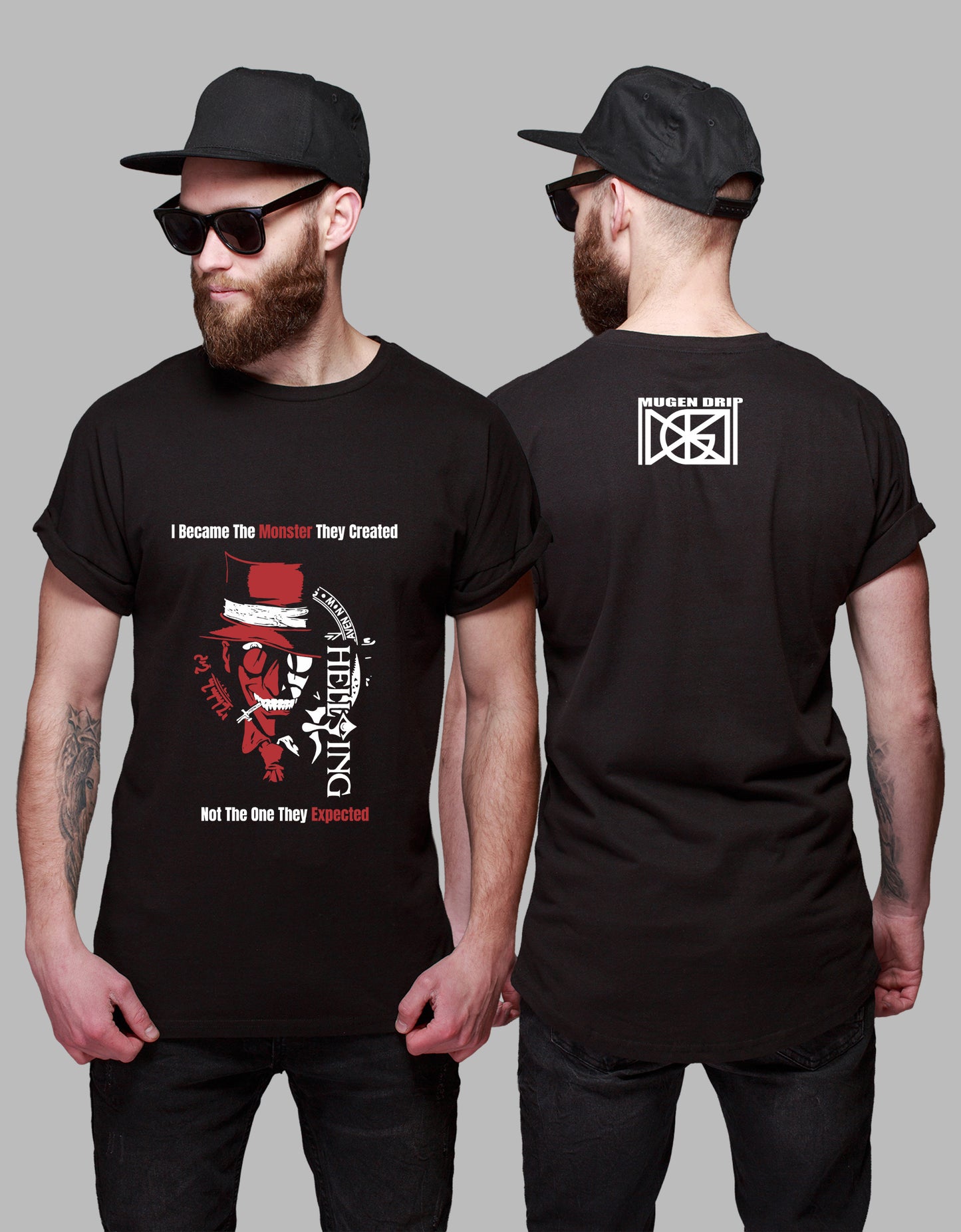 Black & Red Round Neck Fireforce Anime Tshirt