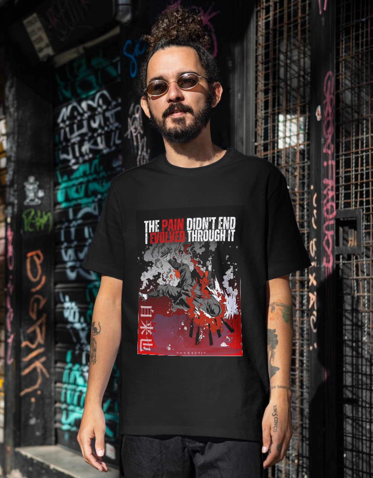 Black Round Neck Jiraiya Inspired Tshirt