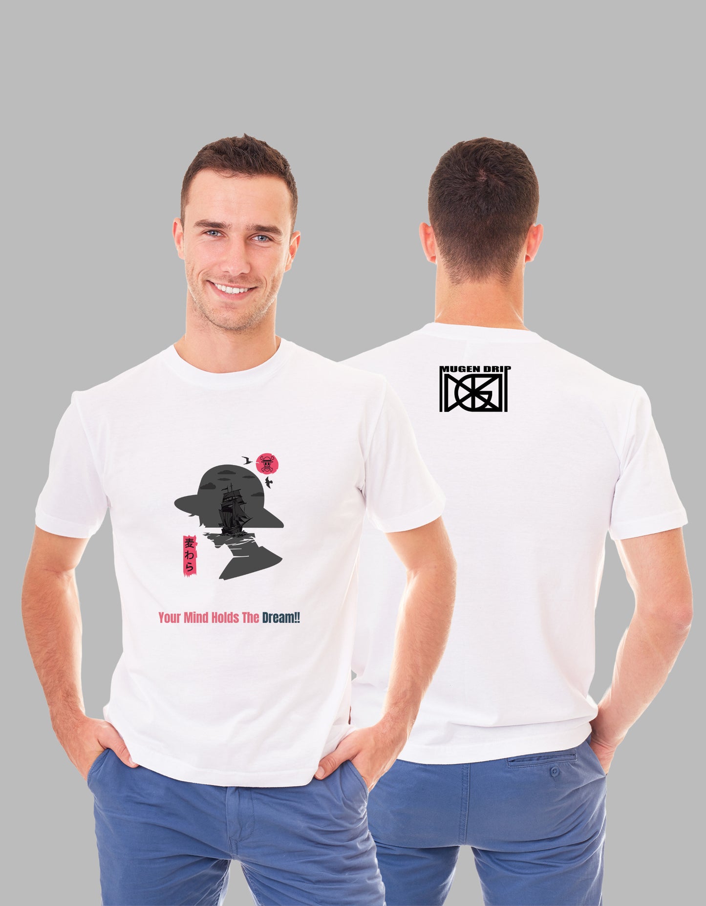 White Round Neck- One Piece Inspired T-Shirt