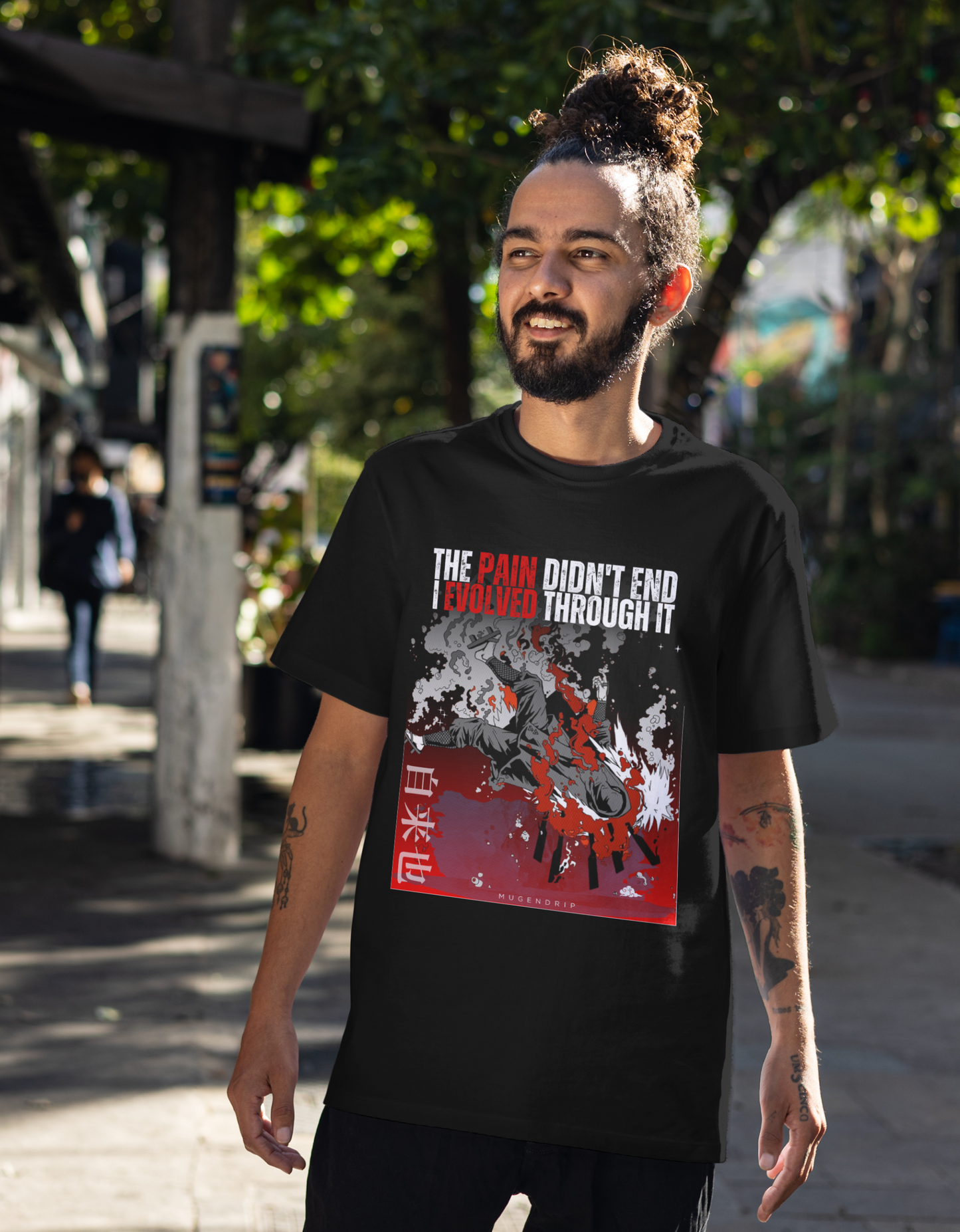 Black Round Neck Jiraiya Inspired Tshirt