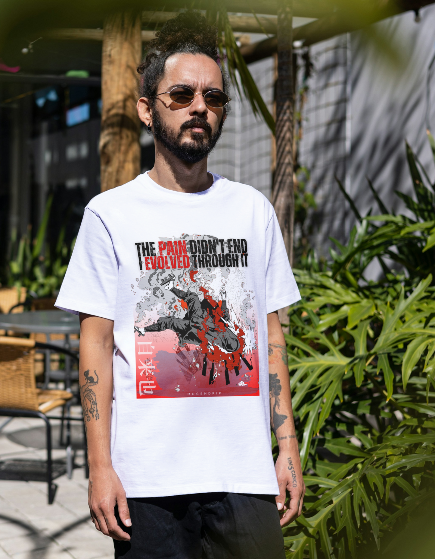 White Round Neck Jiraiya Inspired Tshirt