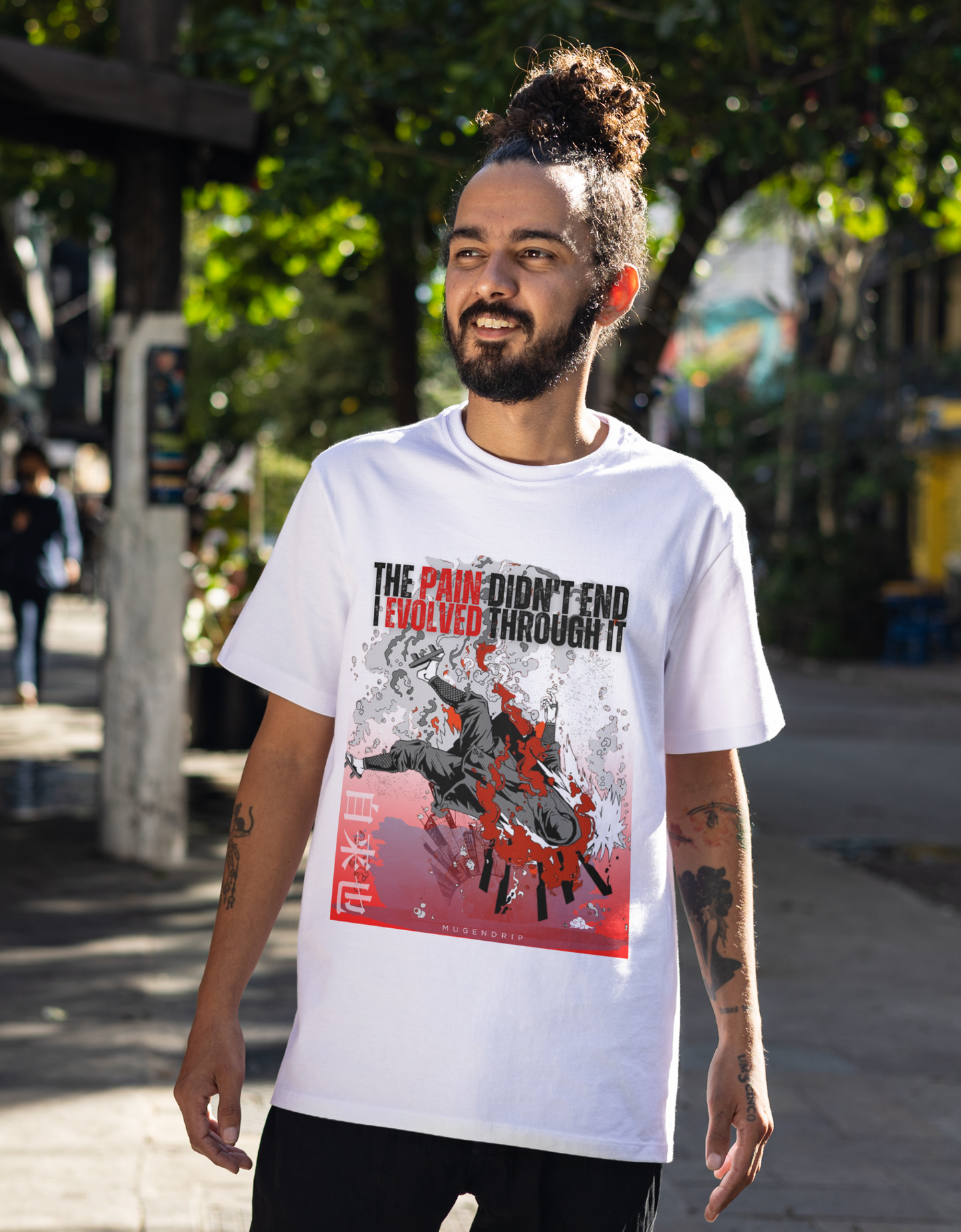 White Round Neck Jiraiya Inspired Tshirt