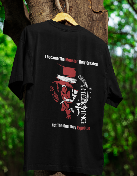 Black & Red Round Neck Fireforce Anime Tshirt
