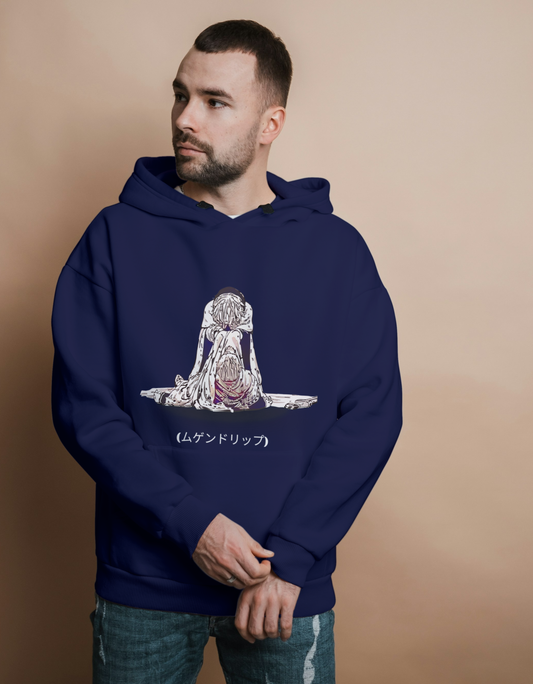 Men's Blue Front Anime printed Premium Hoodie