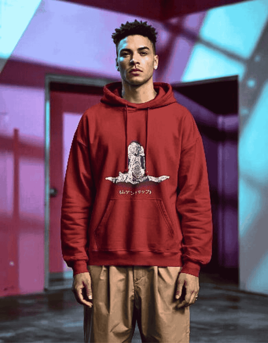 Men's Maroon Front Anime Premium Hoodie