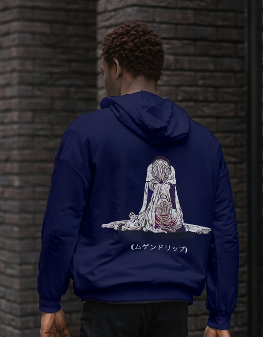 Men's Blue Back Printed Premium Hooodie