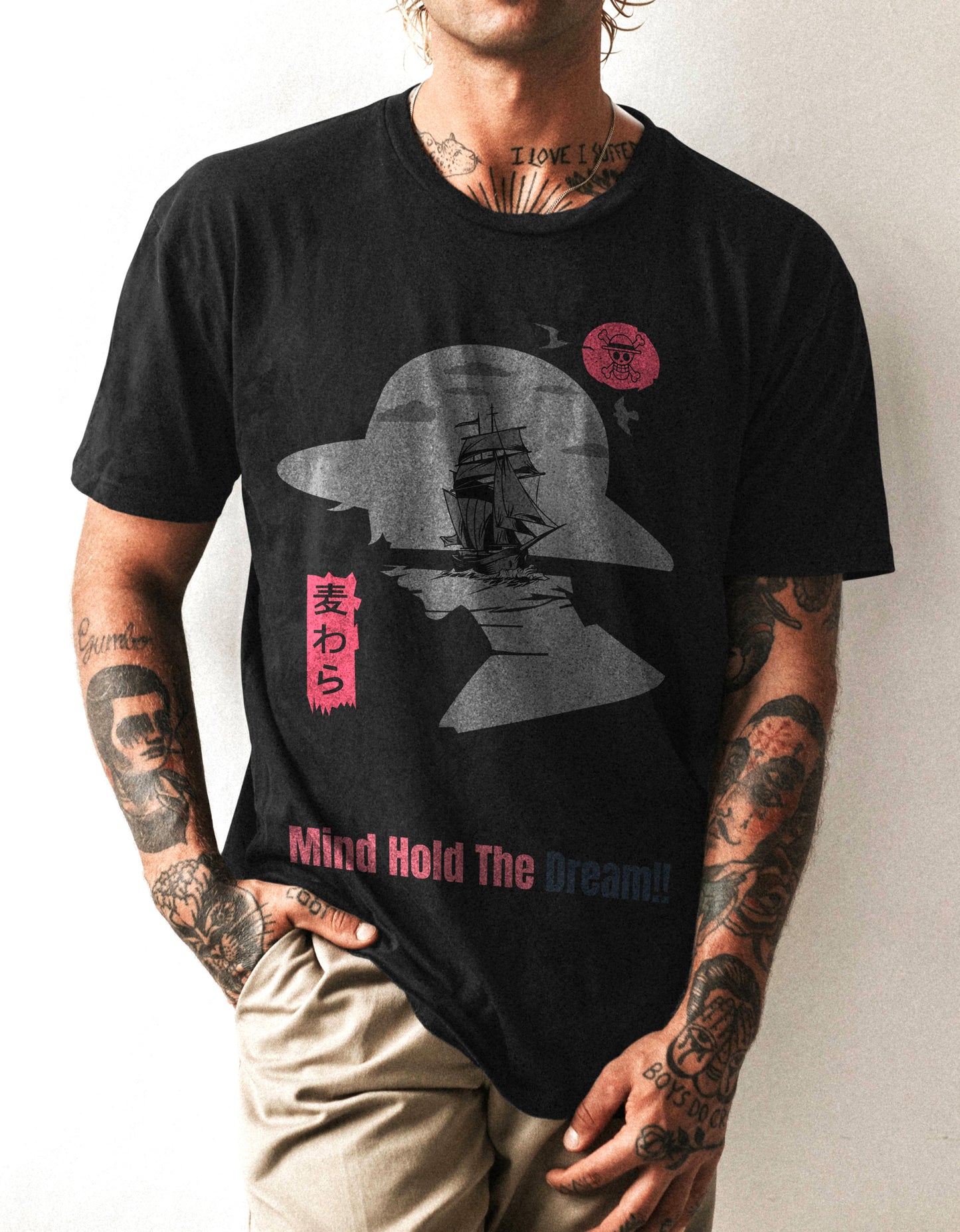 Black Oversized One Piece Inspired T-Shirt