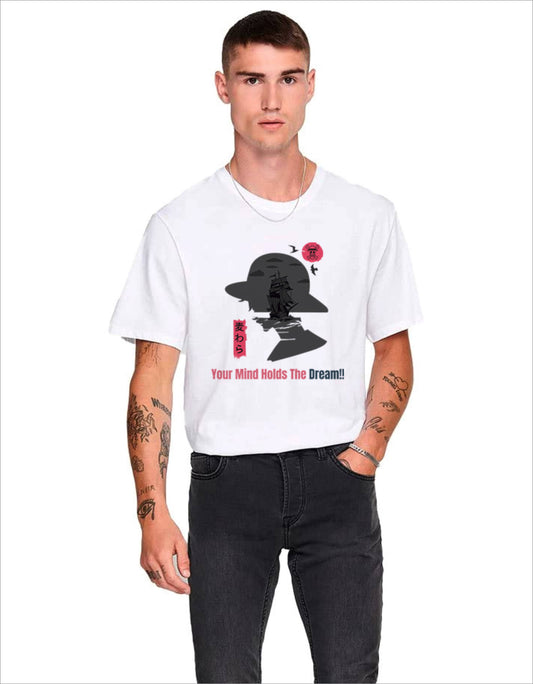 White Round Neck- One Piece Inspired T-Shirt