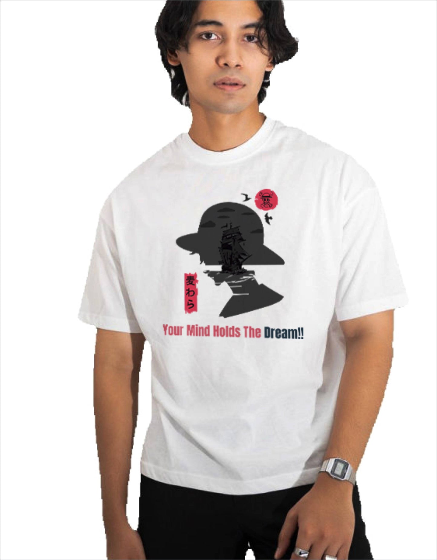 White Round Neck- One Piece Inspired T-Shirt