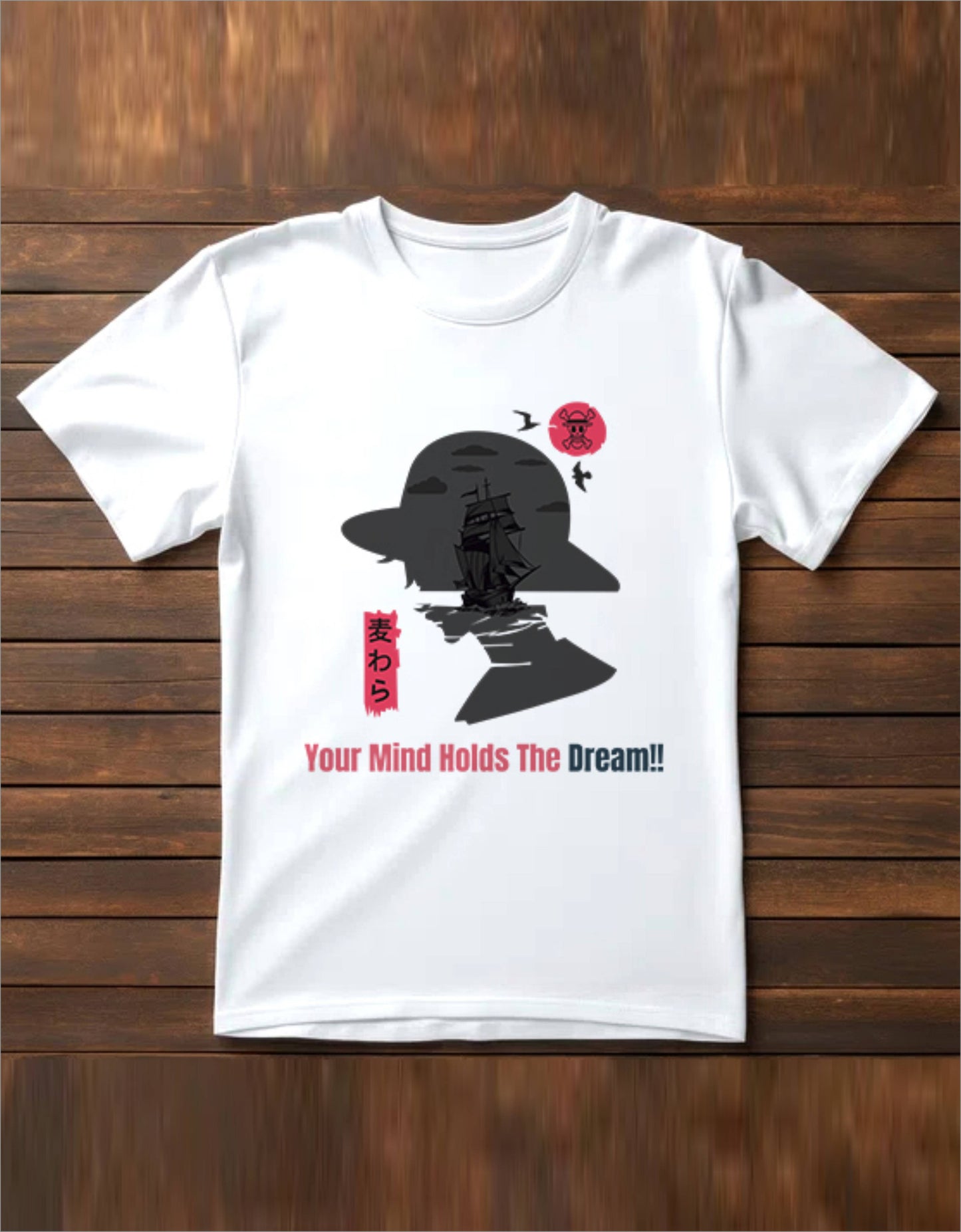 White Round Neck- One Piece Inspired T-Shirt